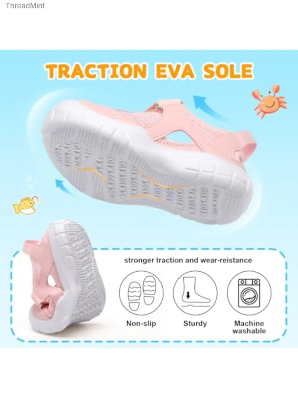 Toddler Quick-Dry Water Sandals Lightweight Non-Slip Athletic Shoes for Beach